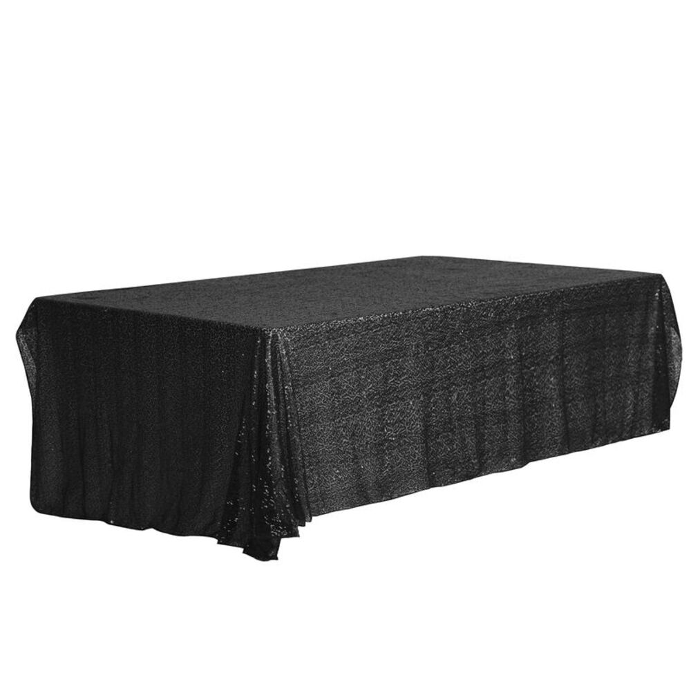 1pc Rectangle Tablecloths Sequin Table Covers for Party 47x59inch Black